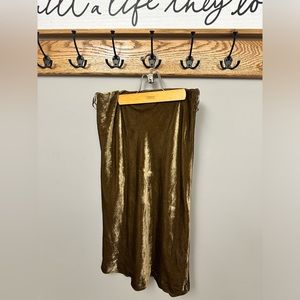 Anthropologie Maeve gold velvet skirt
